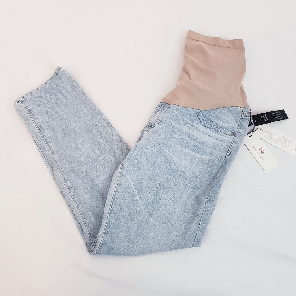 NWT AG Adriano Goldschmied The Stilt Cigarette Crop Maternity Jean Light Wash 29